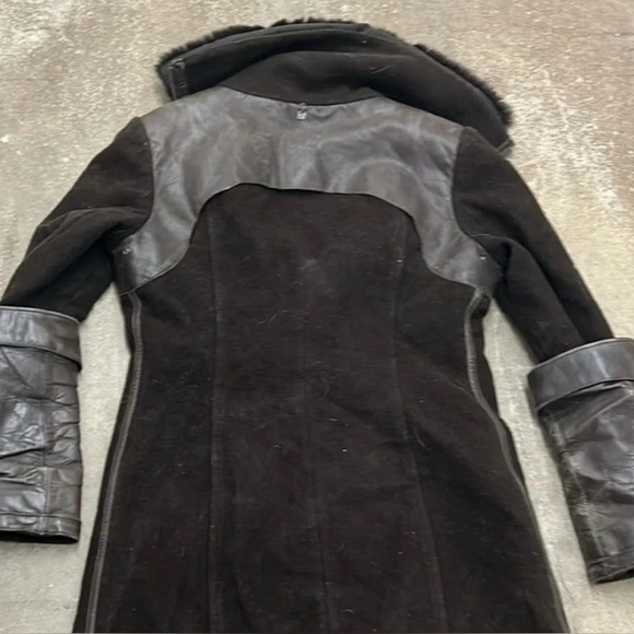 RUDSAK Black Fur-and Leather Trimmed Coat - Picture 2 of 10